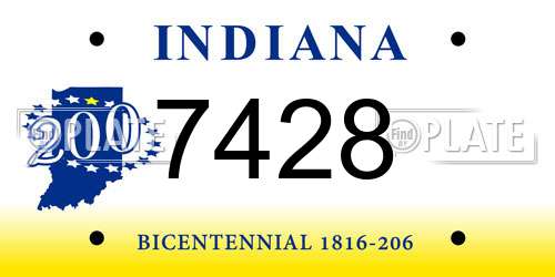 7428 Indiana License Plate