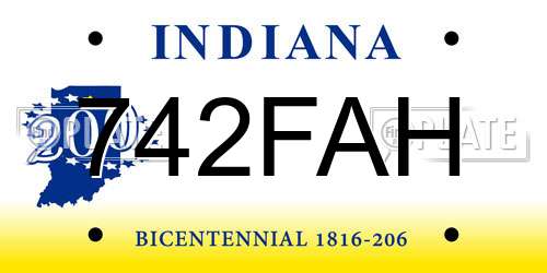 742FAH Indiana License Plate
