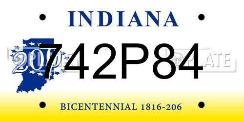742P84 Indiana License Plate