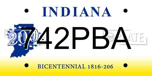742PBA Indiana License Plate
