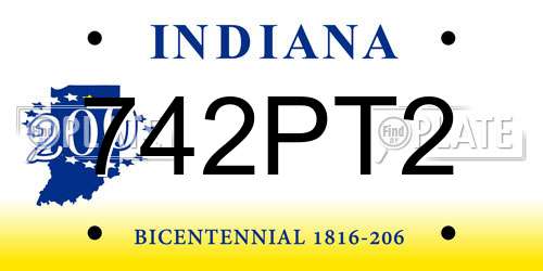 742PT2 Indiana License Plate