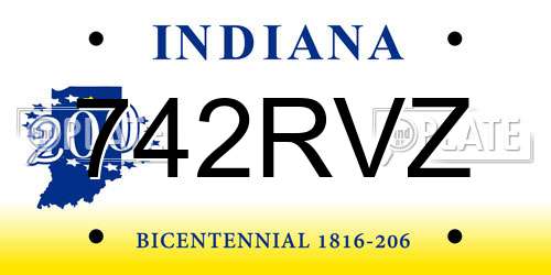 742RVZ Indiana License Plate