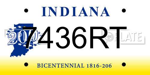 7436RT Indiana License Plate