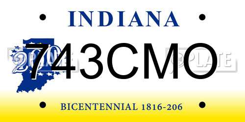 743CMO Indiana License Plate