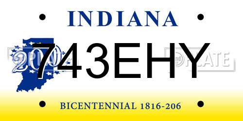 743EHY Indiana License Plate