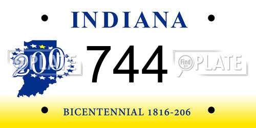744 Indiana License Plate