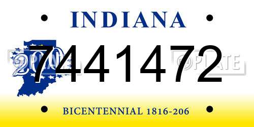 7441472 Indiana License Plate