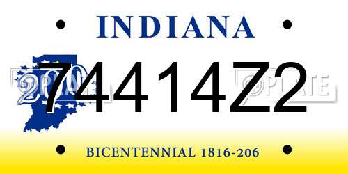 74414Z2 Indiana License Plate