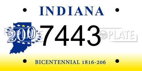 7443 Indiana License Plate