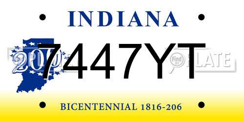 7447YT Indiana License Plate