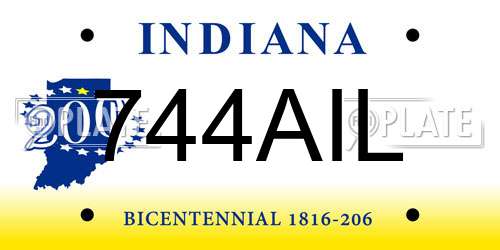 744AIL Indiana License Plate