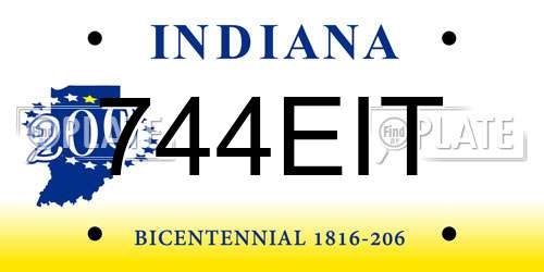 744EIT Indiana License Plate