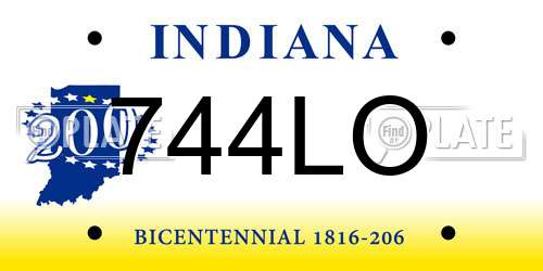 744LO Indiana License Plate