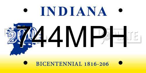 744MPH Indiana License Plate