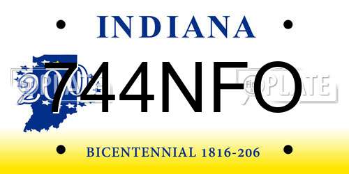 744NFO Indiana License Plate