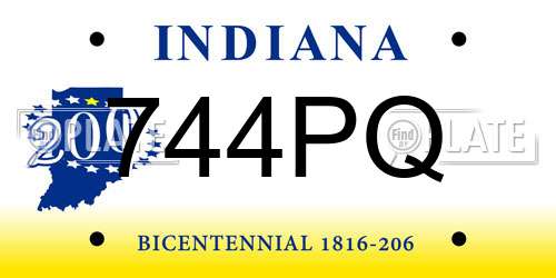 744PQ Indiana License Plate