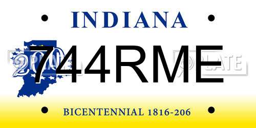 744RME Indiana License Plate