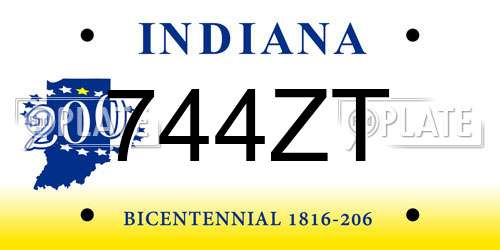744ZT Indiana License Plate