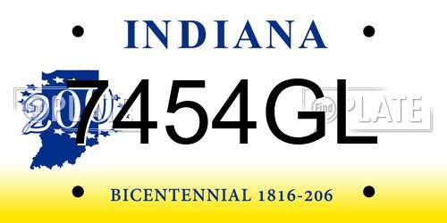 7454GL Indiana License Plate