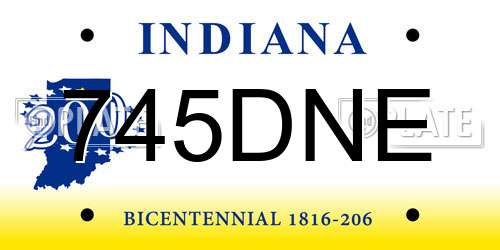 745DNE Indiana License Plate