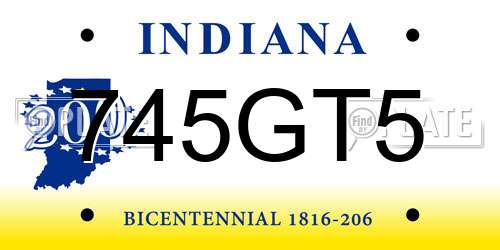 745GT5 Indiana License Plate