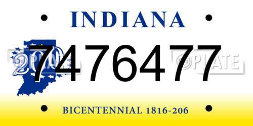 7476477 Indiana License Plate