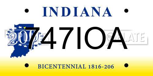 747IOA Indiana License Plate