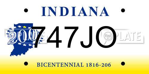 747JO Indiana License Plate