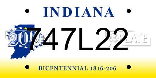747L22 Indiana License Plate