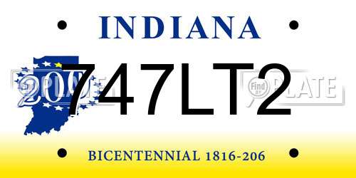747LT2 Indiana License Plate