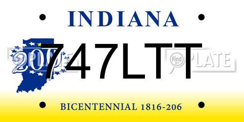 747LTT Indiana License Plate