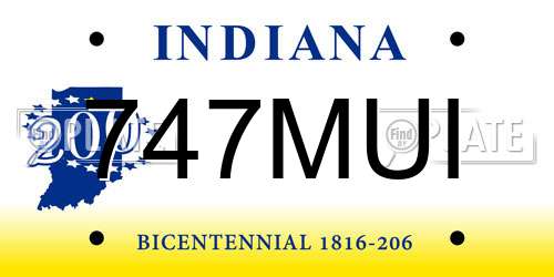 747MUI Indiana License Plate