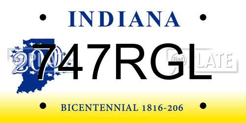 747RGL Indiana License Plate