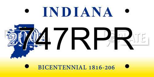 747RPR Indiana License Plate