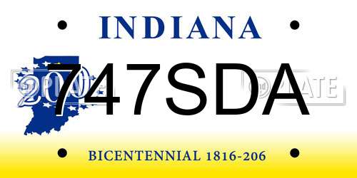 747SDA Indiana License Plate