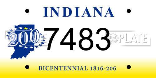 7483 Indiana License Plate