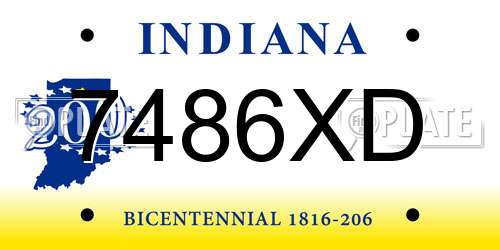 7486XD Indiana License Plate