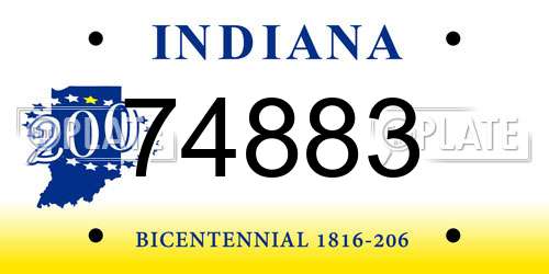 74883 Indiana License Plate