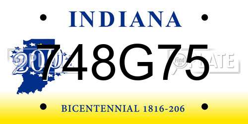 748G75 Indiana License Plate