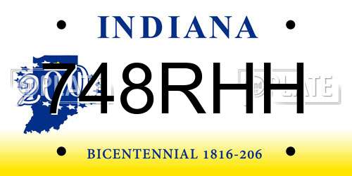 748RHH Indiana License Plate