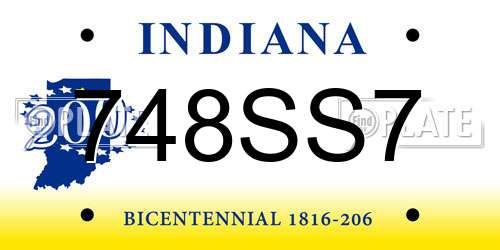 748SS7 Indiana License Plate