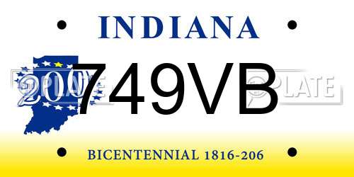 749VB Indiana License Plate