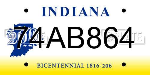 74AB864 Indiana License Plate