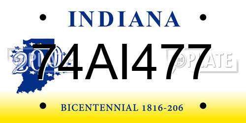 74AI477 Indiana License Plate