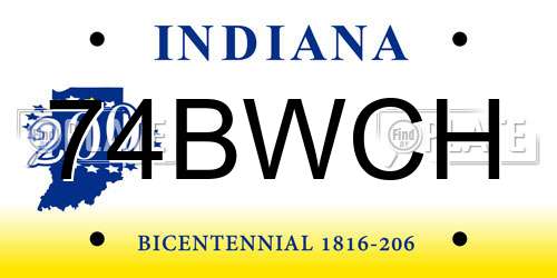 74BWCH Indiana License Plate