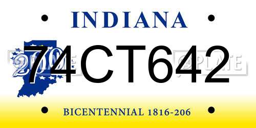 74CT642 Indiana License Plate