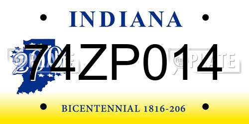 74ZP014 Indiana License Plate