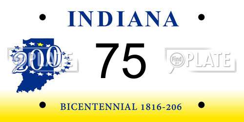 75 Indiana License Plate