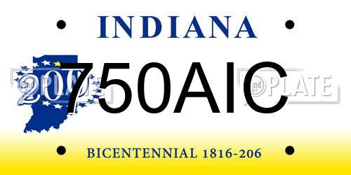 750AIC Indiana License Plate