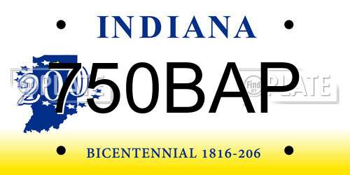 750BAP Indiana License Plate